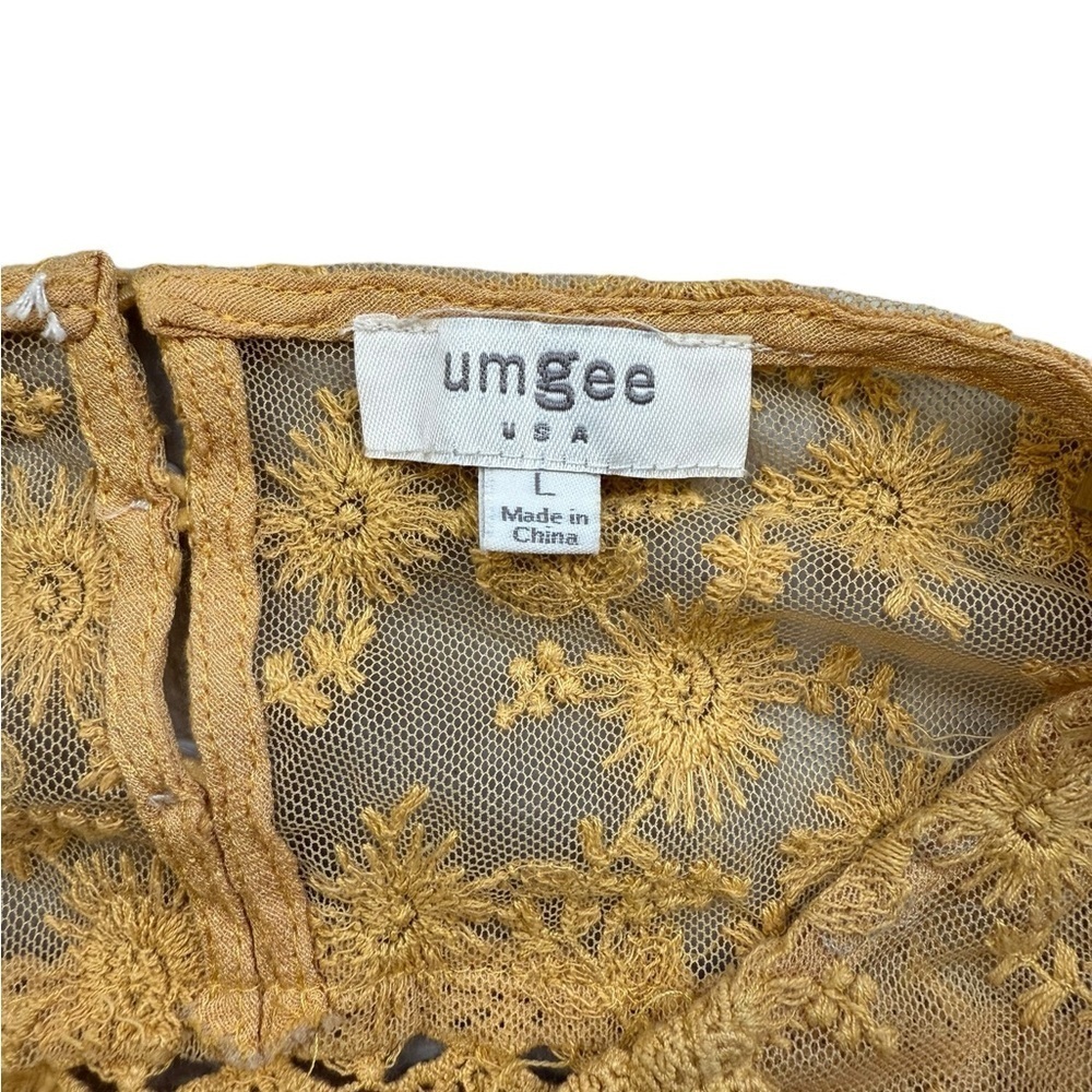 Umgee Women’s Boho Blouse Size Large Mustard Great Condition! - Picture 3 of 3